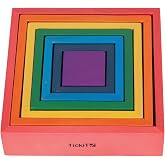 tickit Wooden Rainbow Architect Squares, Nesting Puzzle | Stacking Blocks for Ages 1+
