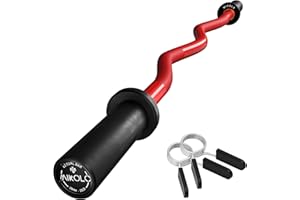 Mikolo EZ Curl Bar, 2 Inch Olympic Curl Bar for Biceps and Triceps, 47” Curling Bar with Knurled Grip, 700LB Barbell Bar with Multi-Angle Wrist-Friendly Design