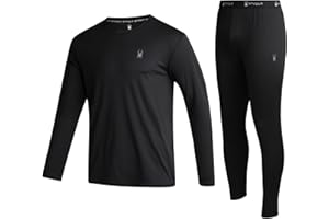 Spyder Mens Thermal Top and Bottom Set - 2 Piece Fleece Lined Thermal Shirts for Men and Long Johns Leggings Base Layer Set