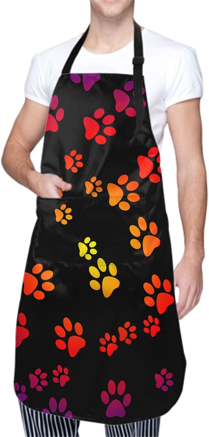 Dog Paws Apron Dog Lover Aprons with Pockets Waterproof Love