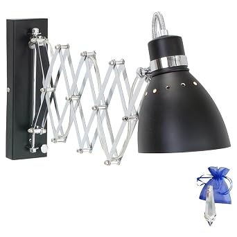 Scherenlampe Scharnier Wandleuchte Schwarz Matt E27 Wandlampe