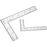 2Pcs L Shaped Ruler Measuring Tool, 4 x 2 Inch, 4 x 6 Inch, Metal Carpenter Square Ruler Stainless Steel 90 Degree Right Angle Rulers with Clear Scale for Carpentry, Engineers, Framing &amp; DIY Projects