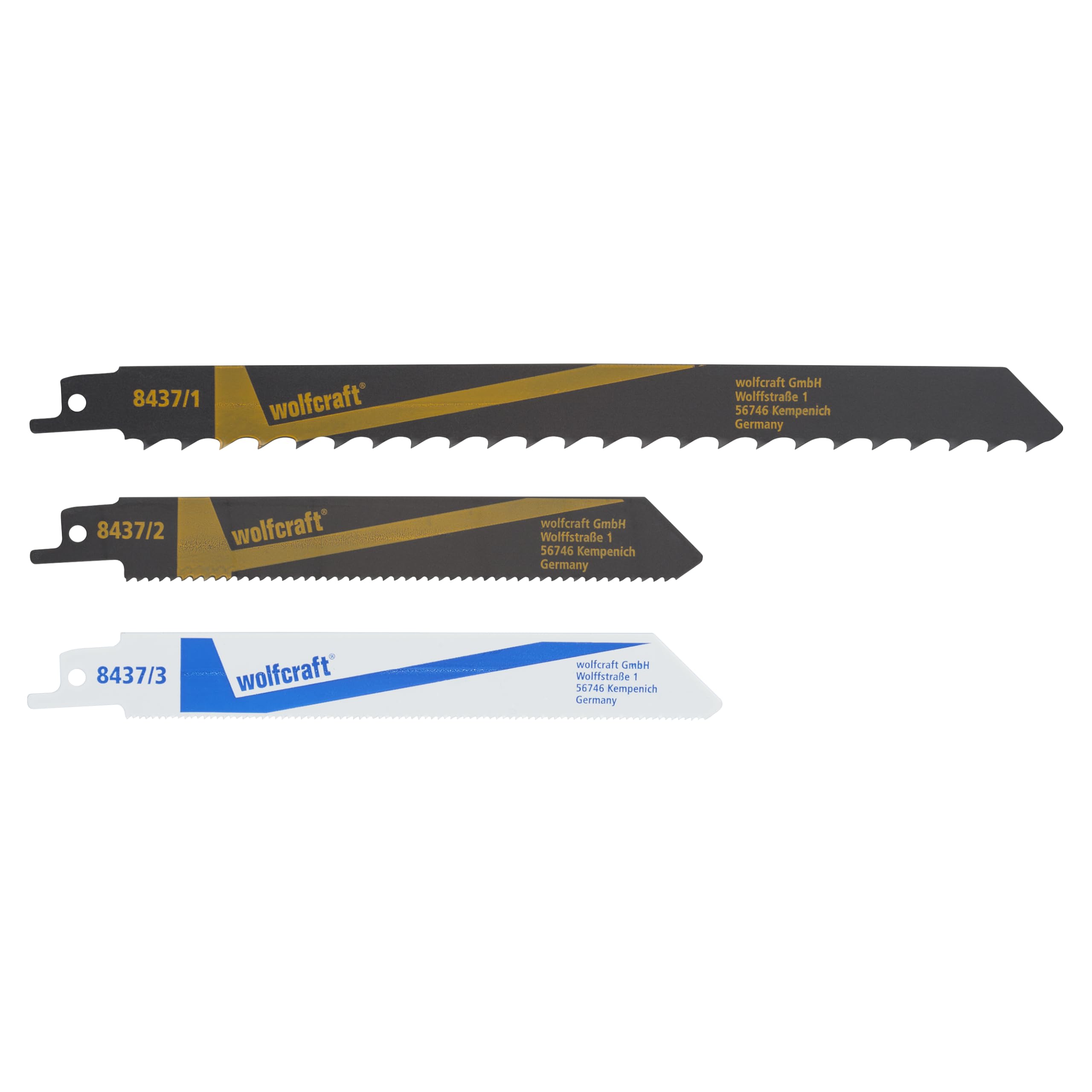 wolfcraft Sabre Saw Blade Set, 3 Pcs. I 8437000