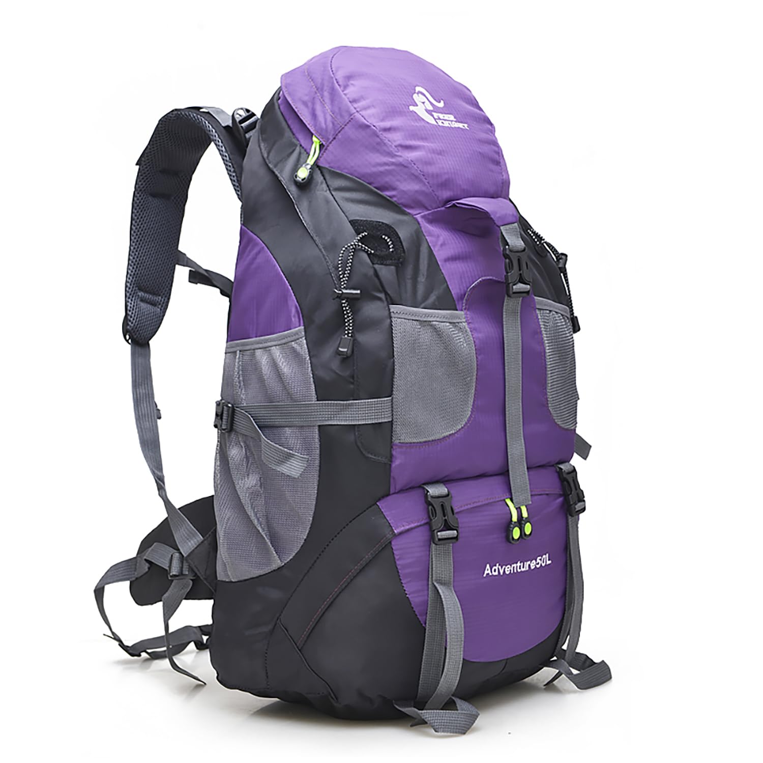 Bseash 50L Hiking Backpack, Water Resistant Lightweight Outdoor Sport Daypack Travel Bag for Camping Climbing Touring (Purple - No Shoe Compartment) — image 1