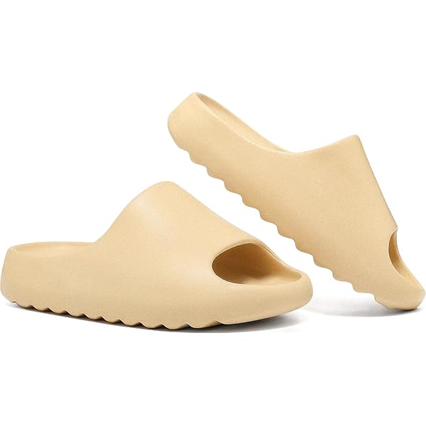 tan yeezys slides