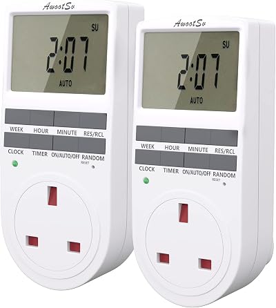 Awootsv 2 Pack Digital Security Timer Plug Socket 10 Programs Random Mode
