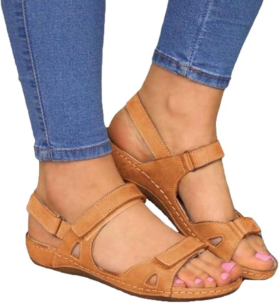 Amazon.com: Womens Orthopedic Open Toe Sandals, Casual Wedge PU Leather Summer Arch Support 