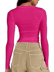 Dwnval Womens Fall Casual Basic T Shirts Slim Fit