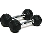 Dumbbells Hand Weights Set of 2 - Rubber Hex Chrome Handle Exercise & Fitness Dumbbell for Home Gym Equipment Workouts Streng