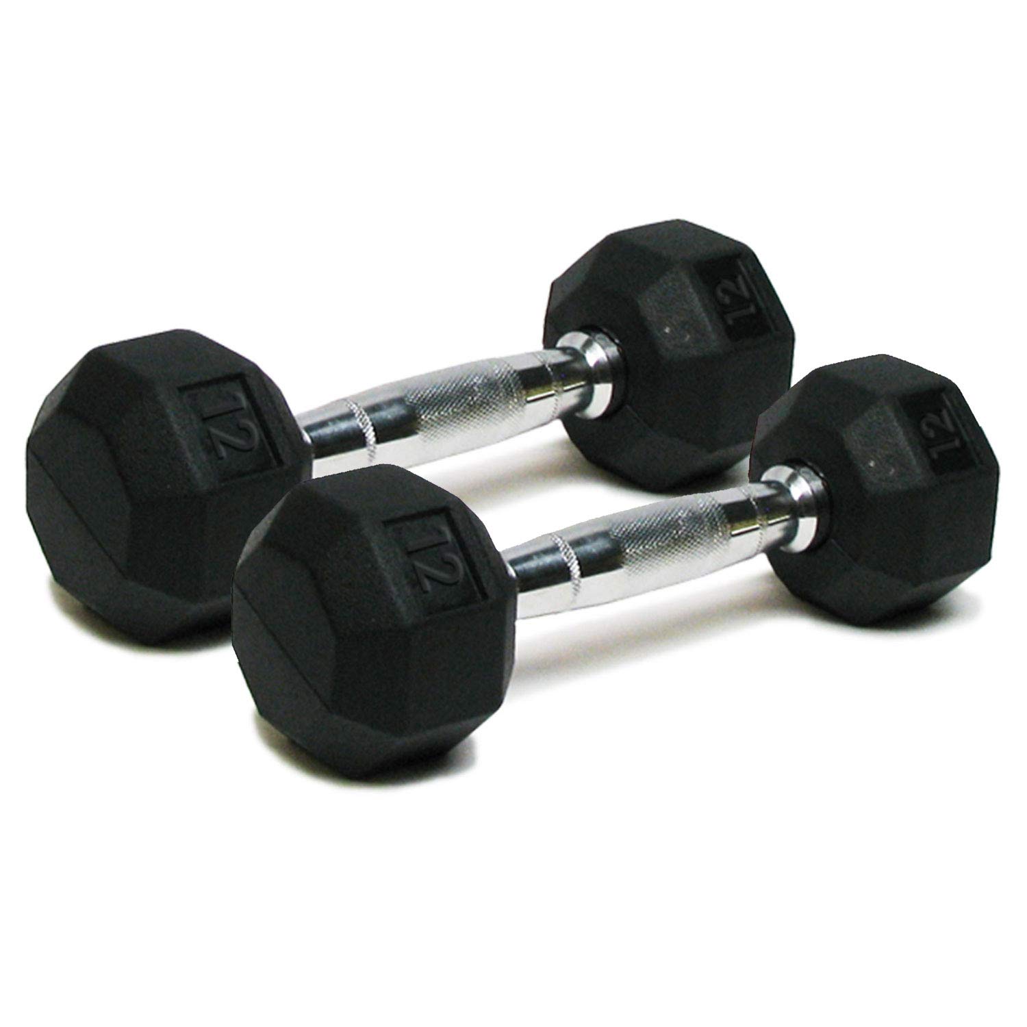 SPRI Dumbbells Hand Weights Set of 2-12 lb Rubber Hex Chrome Handle Exercise & Fitness Dumbbell for Home Gym Equipment Workouts Strength Training Free Weights for Women, Men Image SPRI Dumbbells Hand Weights Set of 2-12 lb Rubber Hex Chrome Handle Exercise & Fitness Dumbbell for Home Gym Equipment Workouts Strength Training Free Weights for Women, Men Image