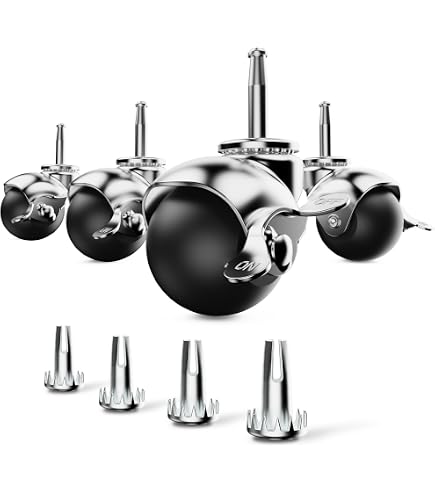 Roulettes Pivotantes Vintage En Alliage De Zinc - Lot De 4, Diamètre 5 Cm, Hauteur 10 Cm | Pour Meubles : Tables, Chaises, Armoires, Pianos