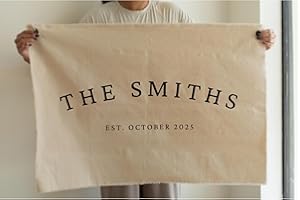 Personalized Last Name Banner Flag,Custom Rustic Banner for Wedding Table,Last Name Signs for Wedding Established for Bridal 