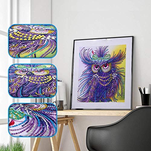 Staron  Newest 5D Diamond Painting Kits - Rhinestone Special Shaped 5D Drill Cross Stitch Craft Kits Picture Paint with Diamonds Home Wall Arts Decor Mosaic Making (Owl Style 2) - Thumbnail 2
