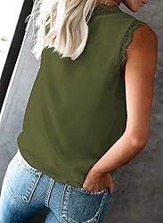 VIISHOW Women's V Neck Lace Trim Tank Tops Casual