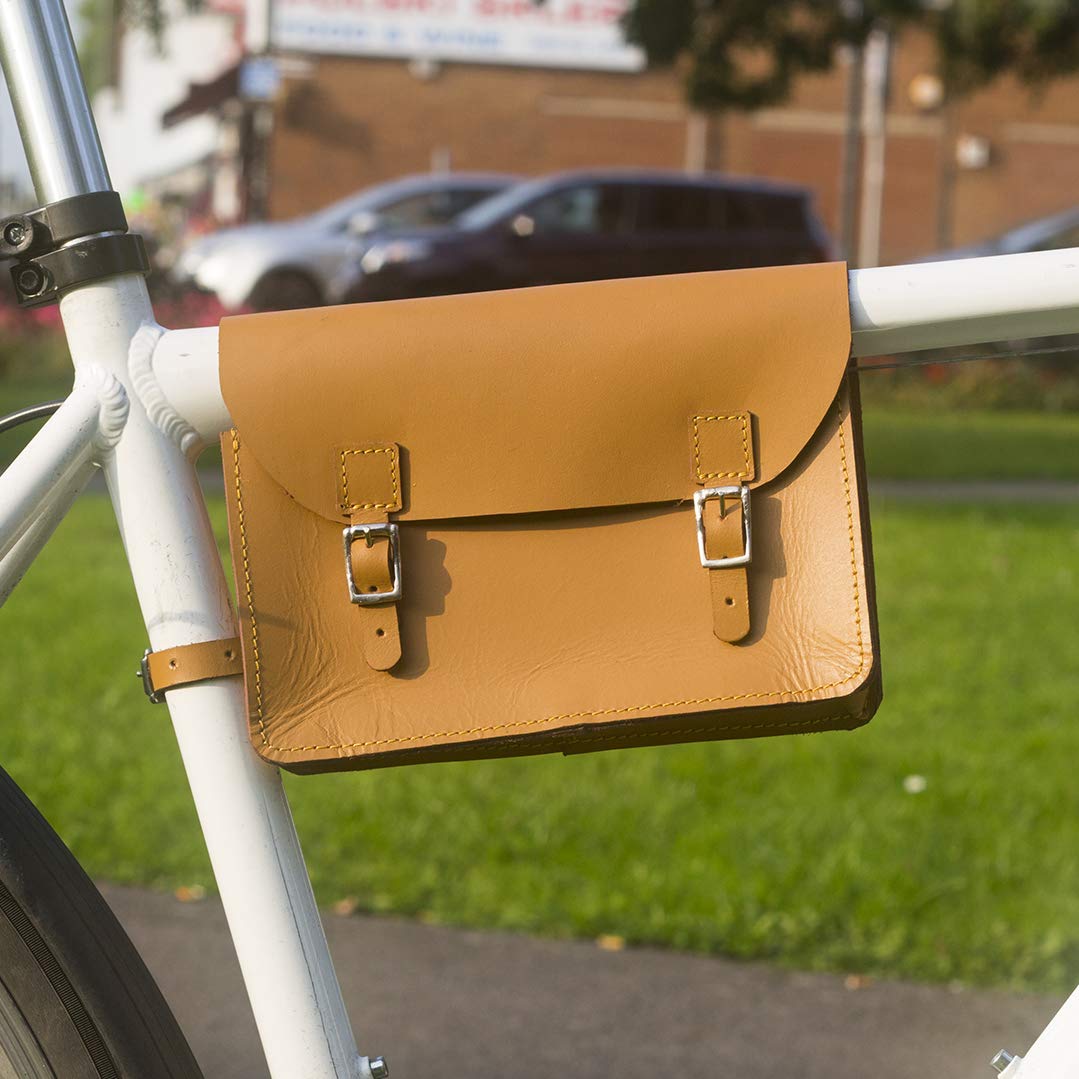 London Craftwork Frame Satchel Bag for Bicycle Genuine Leather TAN Honey Bike Bag S-FRA-TAN
