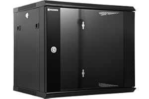 RackPath 9U Performance Wall Mount Server Cabinet Network Rack Enclosure, Quiet Cooling Fan, Locking Glass Door, Black