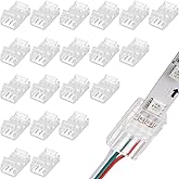 Flutesan 20 Pcs 3 Pin 10mm Solderless LED Light Strip Connectors Clear Track Lighting Connectors for 5050 RGB Strip Light