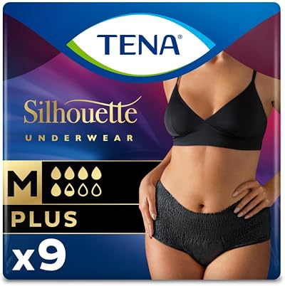 TENA Silhouette High Waist Underwear Plus Black Medium Pack 9