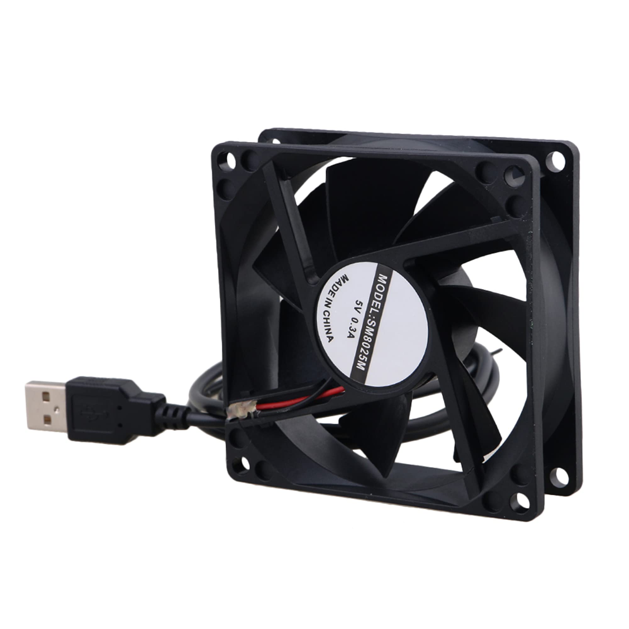 BQLZR Black 8CM 8025 USB Power Ball Bearing Computer Case Cooling Fan 5V 1300RPM