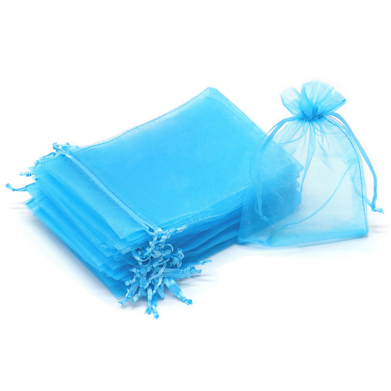 Dealglad® 50pcs Drawstring Organza Jewelry Candy Pouch Christmas Wedding Party Favor Gift Bags (4x6, Lake Blue)