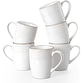 famiware Coffee Mugs Sets for 6, 12 oz Mug Set, Coffee Cups with Handle for Coffee, Tea, Cocoa and Milk, Microwave and Dishwasher Safe, White Floral