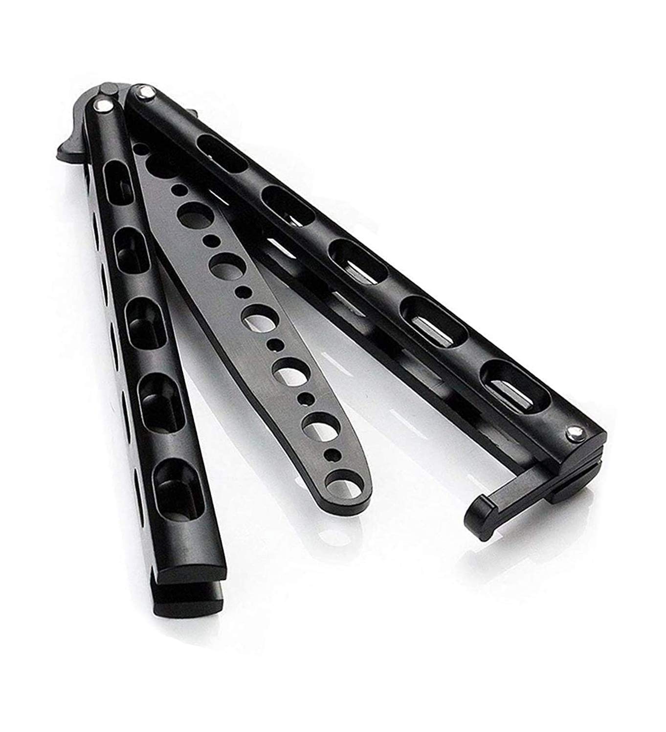 Photo 1 of Butterfly Knife Trainer Practice with O-Ring Latch - Enhanced Version - Black Metal Steel - no Offensive Blade - for Beginner, Butterfly Knives Lover and More