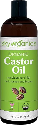 ヒマシ油（473ml）オーガニックコールドプレス100％純粋なヘキサンを含まないヒマシ油-まつ毛と眉の保湿オイル (473ml 1本)