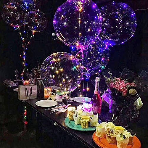 StarParty LED Light Up Balloon 18inch Luminous Glow Transparent Balloon Flashing Mixed Color Light With Copper LED Light Bar For Birthday Christmas Wedding Halloween Party Decoration,Fill With Helium