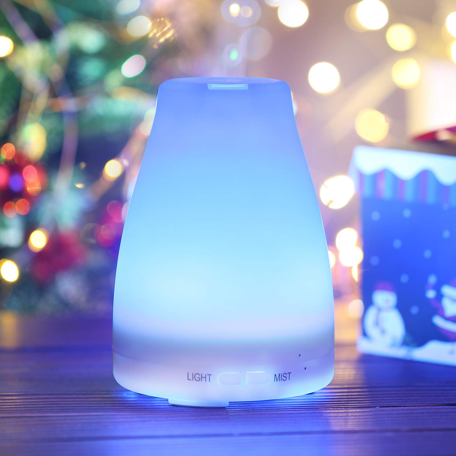 Criacr 100ml Essential Oil Diffuser, Aromatherapy Ultrasonic Mist Air Humidifier with 7 Changeable Colored LED Lights, Adjustable Mist Mode, Waterless Automatically Shut-off, Whisper-Quiet for Home, Yoga, Bedroom