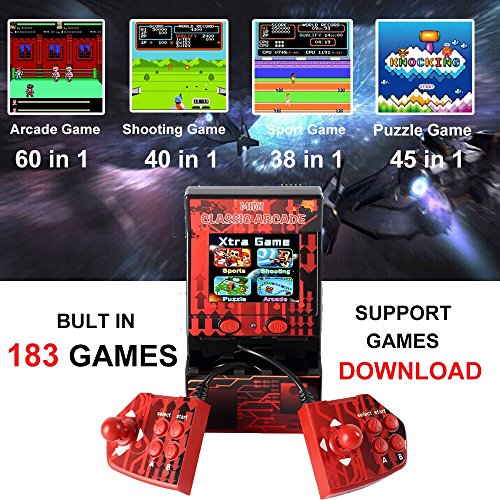 Symfury Mini Arcade Game Kids 183 Video Game Handheld Retro Machine 2 Joystick for Boys Adults Family 2.8" 16 Bit Classic Basketball with Games Download Toys Portable for Travel (New Battle Version)