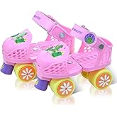 SMOOJOY Adjustable Kids Quad Roller Skates for Boys and Girls Ages 2-6 - Comfortable and Safe Outdoor/Indoor Roller Skates for Kids,Beginner,Durable and Fun Children's 4 Wheels Rollerskates
