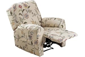 Eco-Ancheng Recliner Slipcovers 4-Pieces Recliner Chair Covers Lazy Boy Chair Covers Stretch Recliner Couch Covers Fitted Non Slip Reclining Slipcovers Furniture Protector for Recliner with Pocket