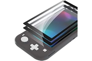 eXtremeRate 2 Pack Black Border Transparent HD Clear Saver Protector Film, Tempered Glass Screen Protector for Nintendo Switc