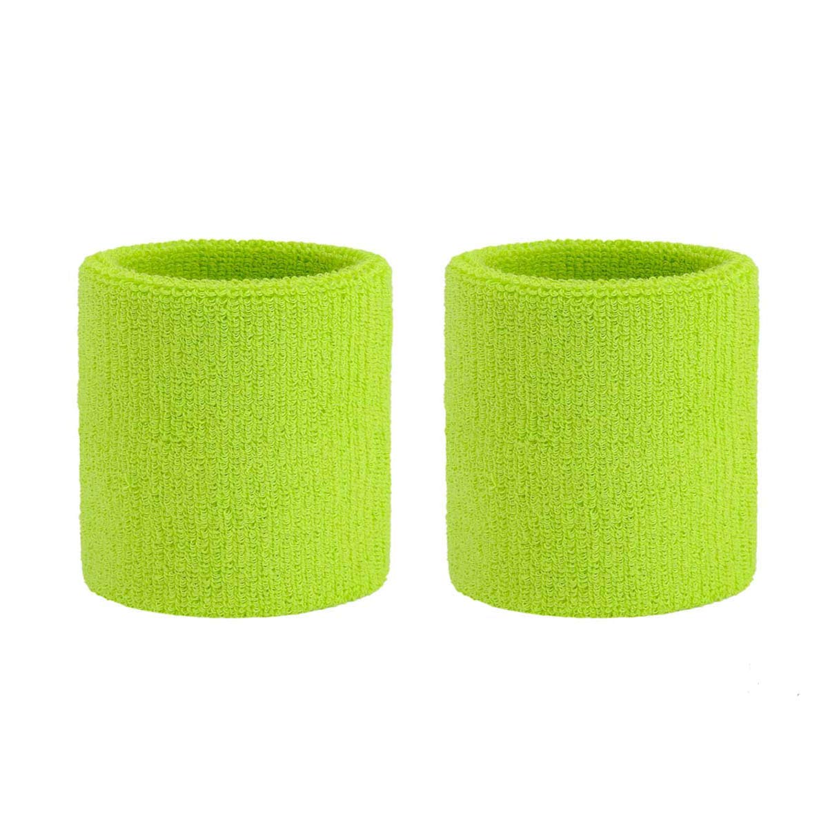 ONUPGO Unisex Multi-Sport Terry Cloth Sweatbands Wristbands (Neon Green, 3.14" X 3 14") for Athletes and Active Individuals