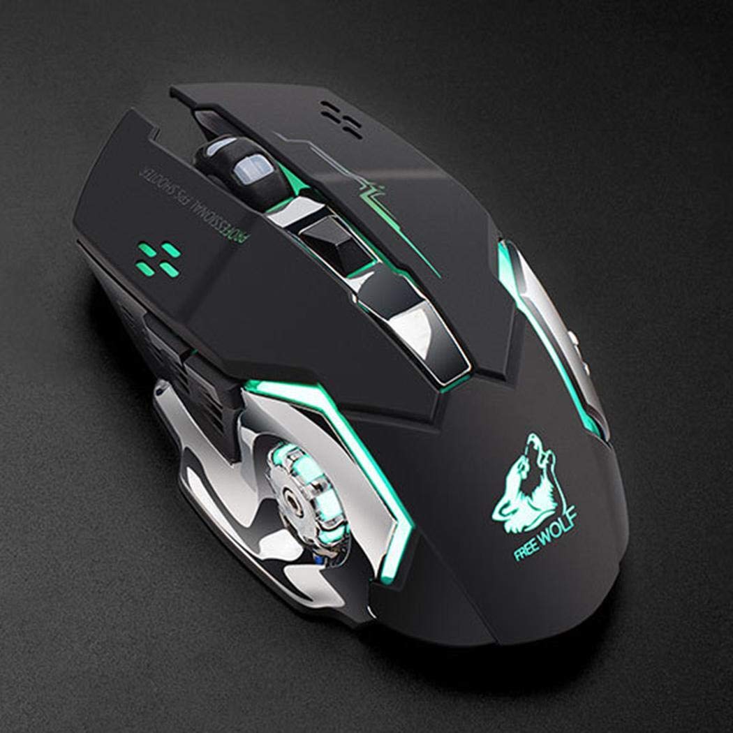 GUIGSI Mouse da Gioco, ad Alta Precisione 2400 DPI Mouse Gaming, 6 Pulsanti, Cartucce di Peso Regolabile per PC Laptop Computer Notebook