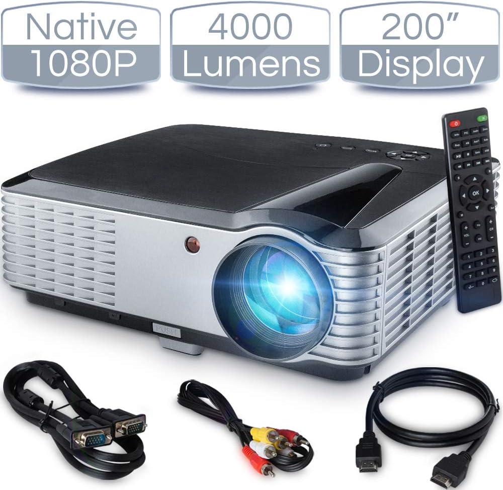 iCODIS T700 Video Projector, Native Full HD 1080P Digital Projector 4000 Lux with 200" Display, 50,000 Hrs Lamp Life Compatible with TV Stick, PS4, Blue Ray, DVD Player and Smartphone for Home Theater