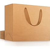 EUSOAR Extra Large Gift Wrap Bags, 12 Pack 16x6x12 inches Kraft Paper Bags with Handles in Bulk, Heavy Duty Totes for Boutique, Wedding, Grocery, Retail, Business, Party Favors, Birthdays