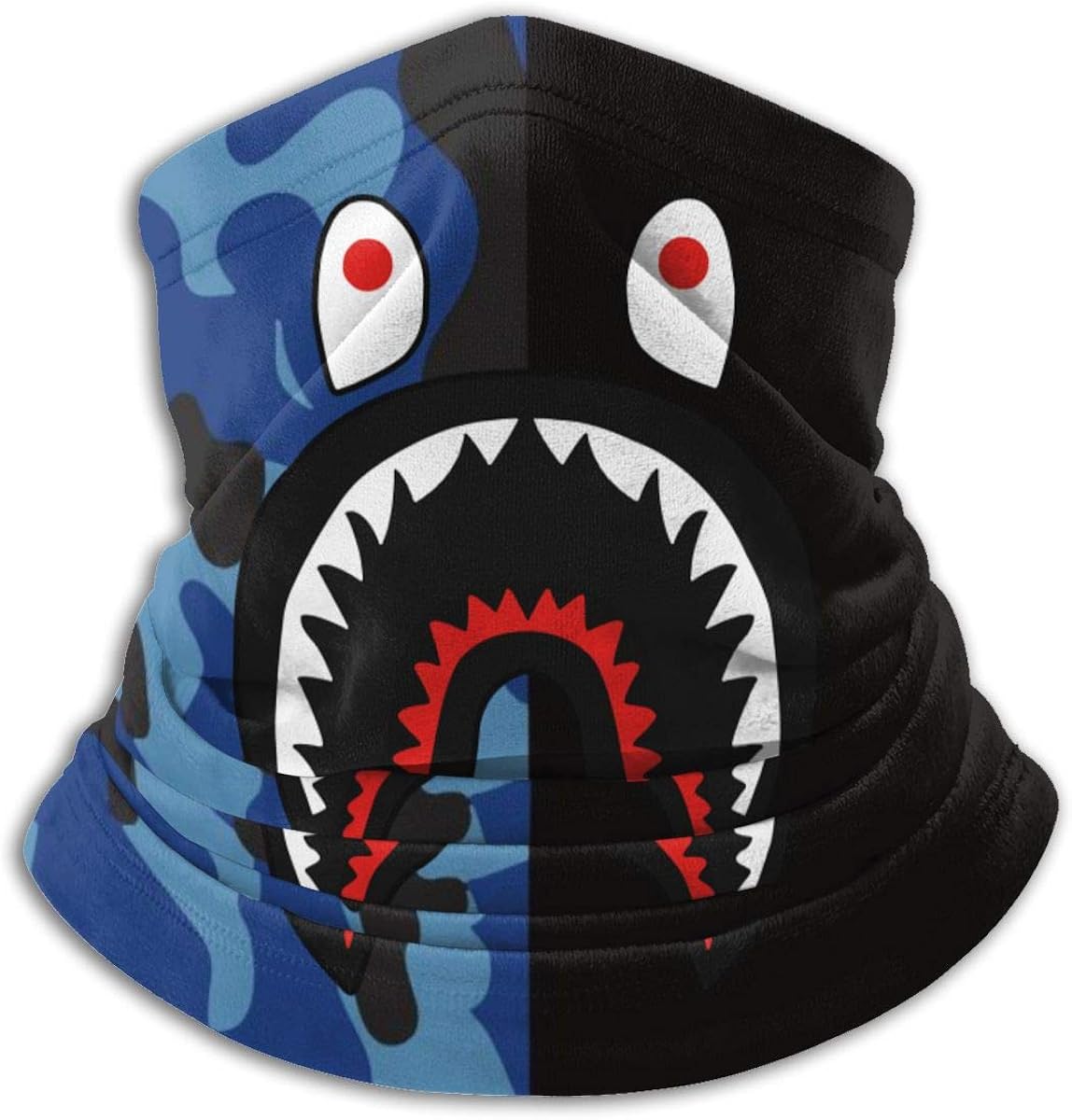 Bape Shark Half Blue Camo Neck Gaiter Warmer Windproof Mask Dust Face Clothing Free UV Face Mask