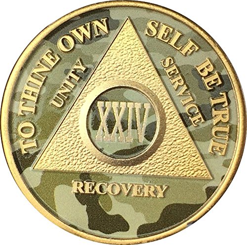 24 Year AA Medallion Camo Gold Plated Anniversary Chip Camouflage Color