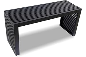 Yikaroeli 35'' Black Bamboo Dining Bench Large Indoor Table Entryway Shoe Rack Bench for Farmhouse Decor, Kitchen, Living Room, Hallway, Bedroom, Bathroom