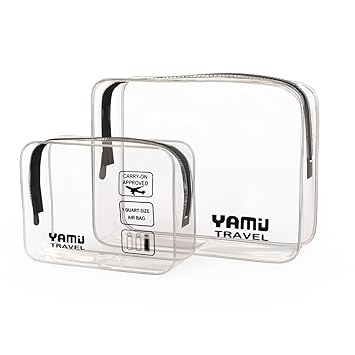 Yamiu Tsa Approved Toiletry Bag 2 Pieces Clear Travel Size Toiletries Cosmetic Toiletry Bag For Women Men