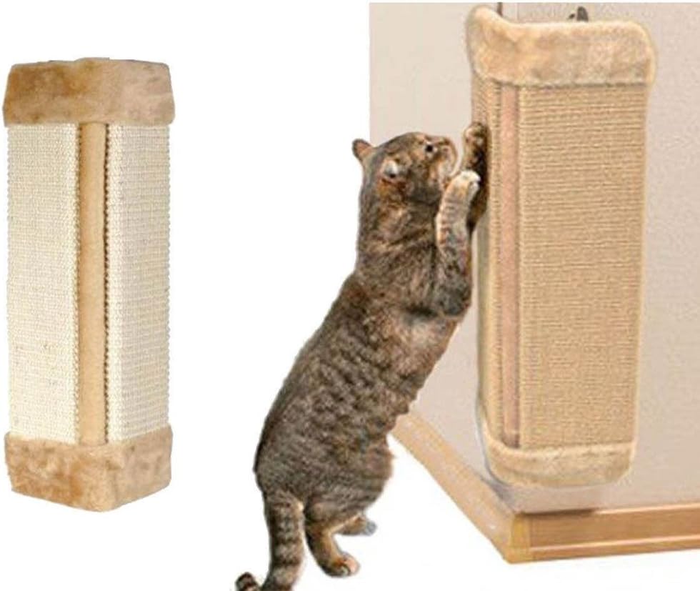 Pet Kitten Corner Sisal Wall Scratcher Cats Hanging Cat Scratching Post Board Mat Wallpaper Furniture Protection for Pet Kitten Cat Toy