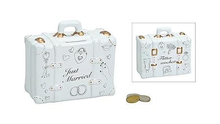 wunderschöne Spardose,Sparbüchse zur Hochzeit, Hochzeitskoffer mit Stickern