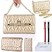iPhone 6s Wallet Case,iPhone 6/6s Handbag Purse Case,ACO-UINT Luxury Diamond Bowknot Rhombus Magnetic Snap Pattern PU Leather Wallet Case with Card Slots,Folio Book Cover Case with Metal Chain for iPhone 6/6s 4.7[Golden]