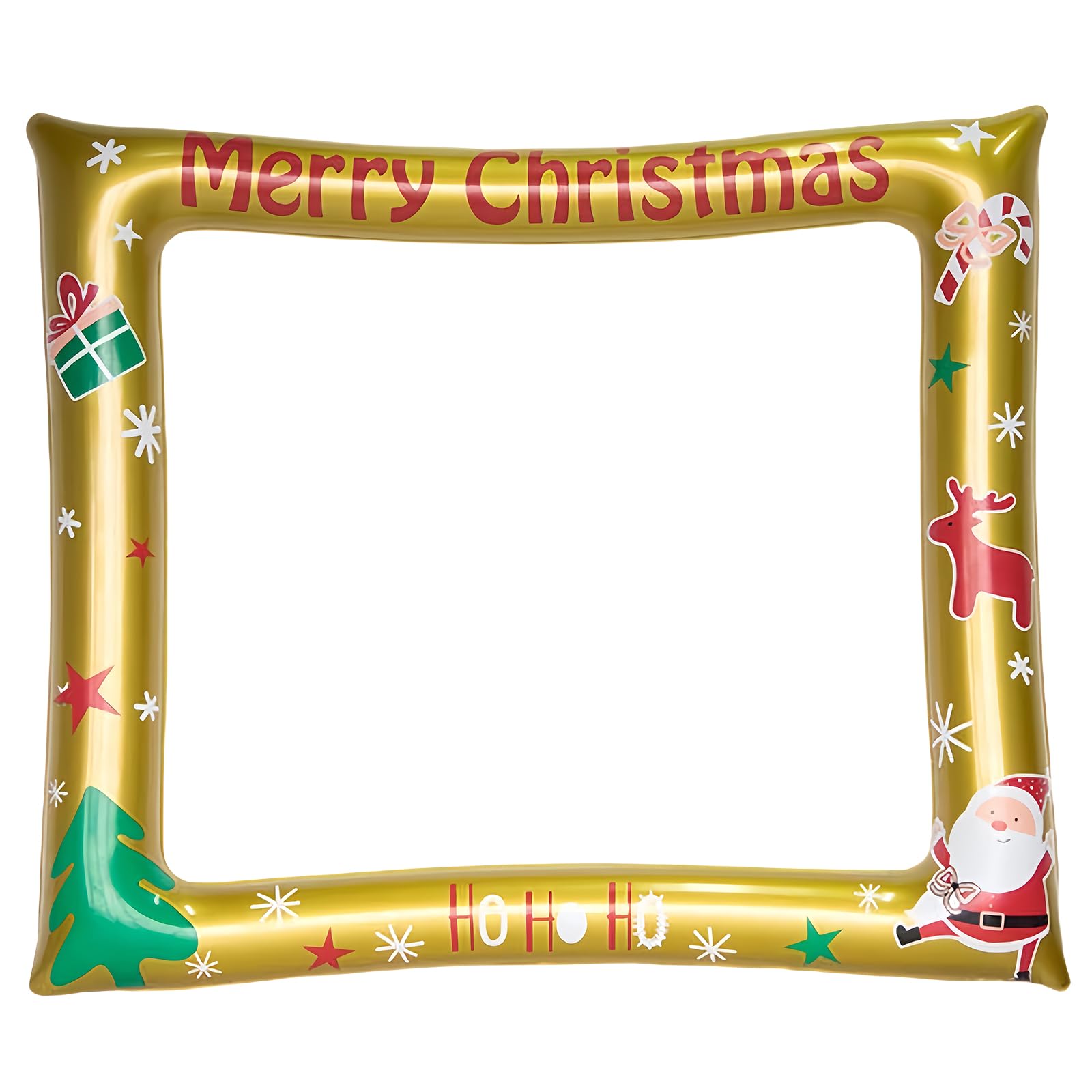 Christmas Inflatable Photo Booth Prop Inflatable Selfie Frame,Giant Gold Xmas Picture Frame Inflatable Photo Frame Blow Up Party Prop for Adults Christmas Party Decorations Games Accessories