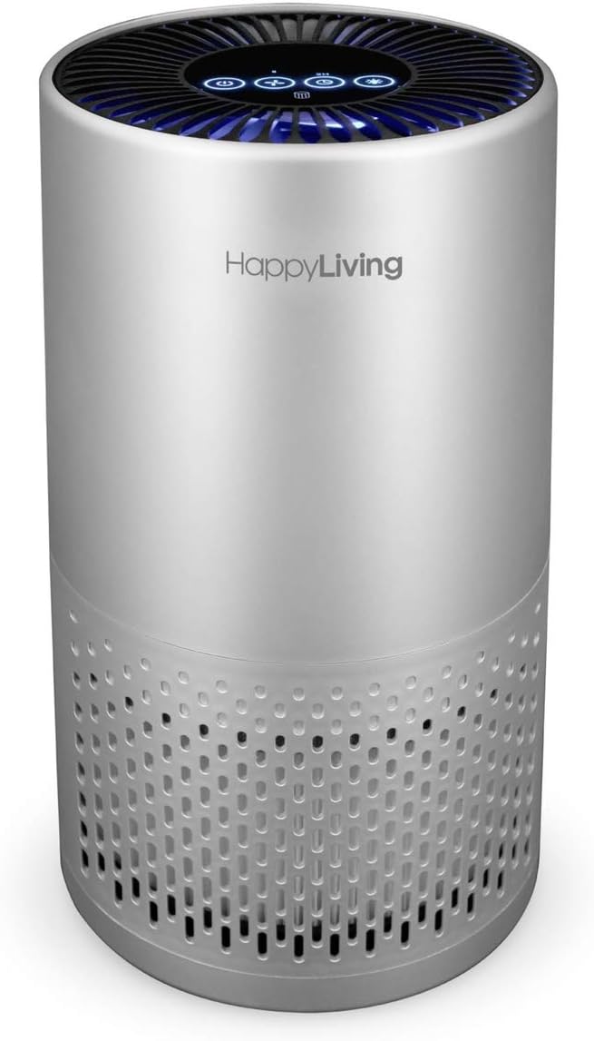 Happy Living H13 HEPA Air Purifiers for Home, 4-Stage Filtration Bedroom Air Cleaner 360-Degree for Smokers, Odors, Allergens, Pets, Pollen, Dust, Sleep Mode, 240 sq ft: Home & Kitchen
