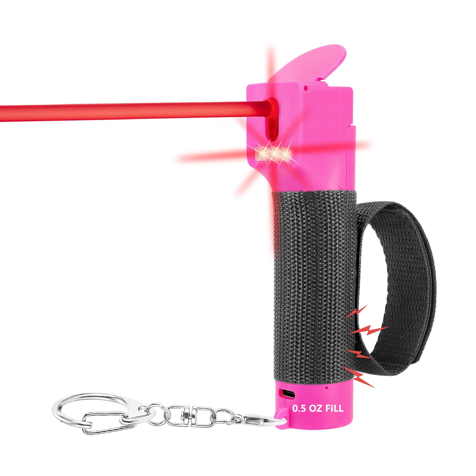 PAPASAFETY 3-in-1 Pepper Spray Personal Alarm for Women, Red Pepper Gel & 130 dB Safety Alarms & Strobe Lights, Rechargeable & Detachable & Flip-top Cap & Adjustable Hand Strap for Runner Jogger