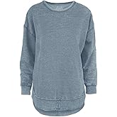 Melange Poncho Fleece: Long Sleeve Crew Neck Hi-Lo Round Bottom