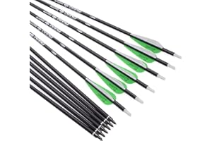 WANGQIN ARCHERY Archery Bow Carbon Arrow Hunting Target Practice Arrows 26 28 30 Inch with Removable Tips for Compound & Recurve Bow Spine 500 6PCS 12PCS Pack