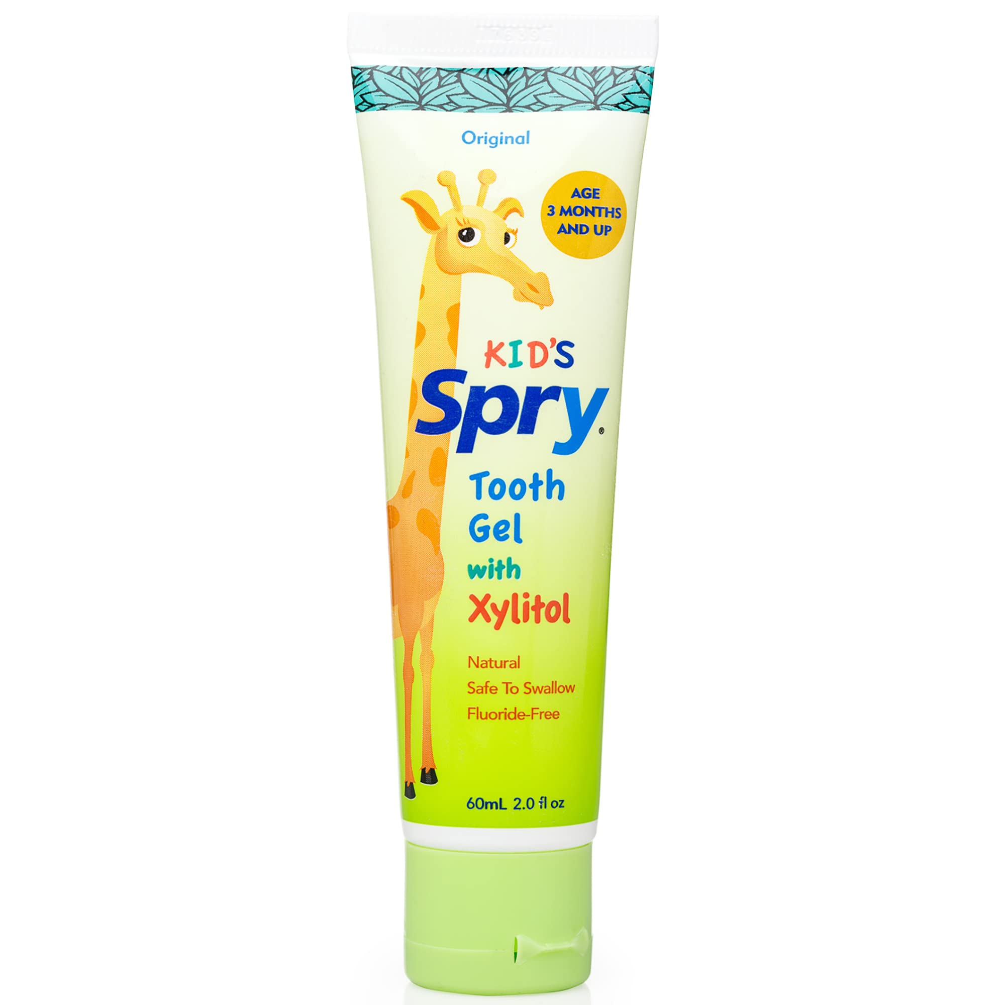 Spry Natural Xylitol Toothpaste for Baby, Toddler and Kids Age 3 Months and Up - Fluoride Free Tooth Gel, Tasty, Support Development of Emerging Teeth, Original 2 Fl Oz (Pack of 2)